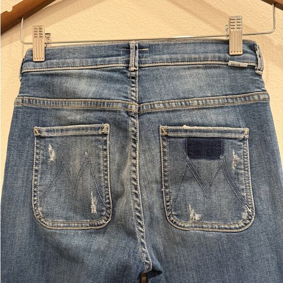 MOTHER Womens Sz 25 The Insider Crop Point Racing Hearts Jeans Casual Distressed - Picture 4 of 9